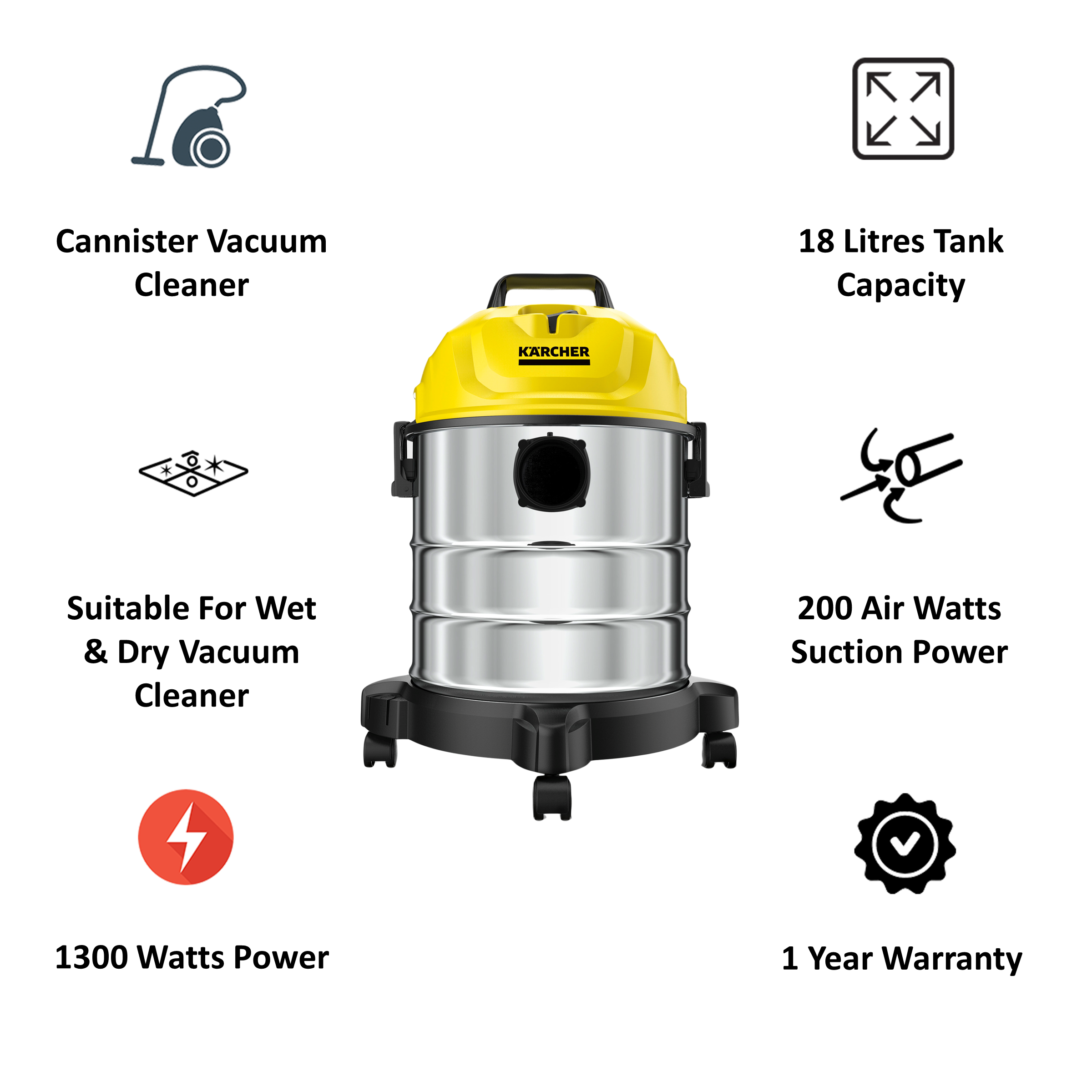 Buy Karcher Wd S Classic Kap Watts Wet Dry Vacuum Cleaner